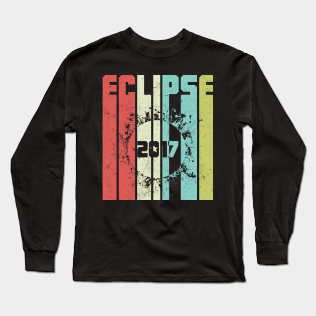 Eclipse 2017 August 21 Colorful Retro Pop Design Long Sleeve T-Shirt by joshp214